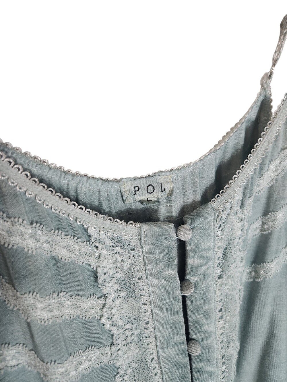Pol Blue Lace-Trim Flowy Button Front Babydoll Cami - Picture 3 of 6